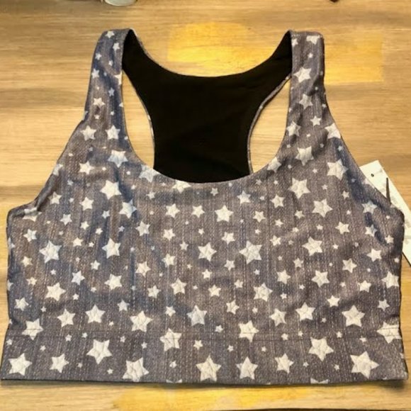 NWT TEREZ Gray Starlight Sports Bra Top Reversible to Black SZ Small - Picture 3 of 5